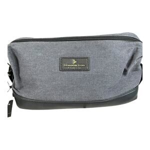 London Fog Canvas Cosmetic Bag NWT Gray Black Travel Toiletry Case Men Organizer